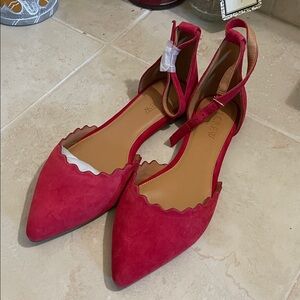 JCREW- scalloped d’orsay flats. -red - size 6- NWT